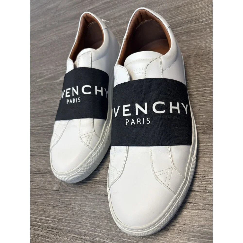Givenchy Urban Street White Sneakers Black Elastic Band Men's Size 43